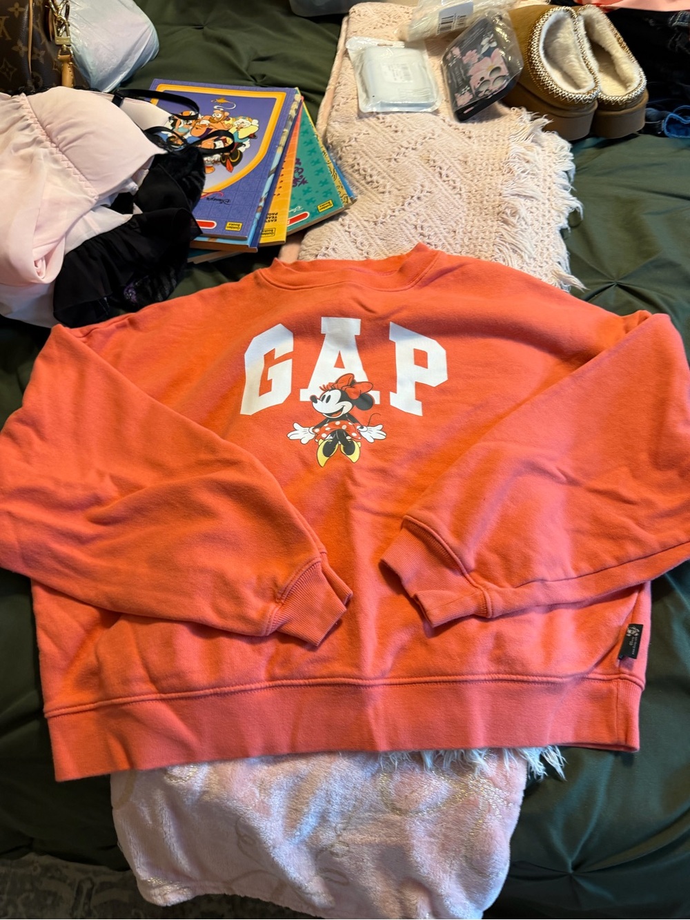 GAP Women's Coral Minnie Graphic Sweatshirt